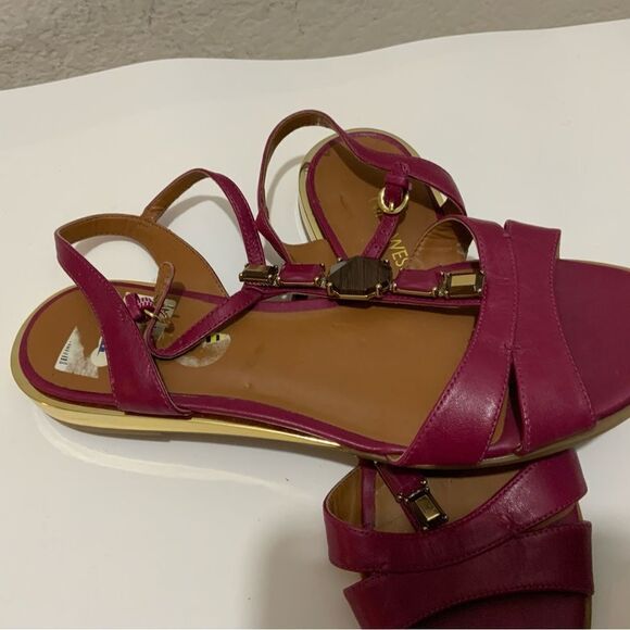 Nine West Shoes Purple Leather Sandal Flats Size 8 M with Gemstones - Picture 3 of 10